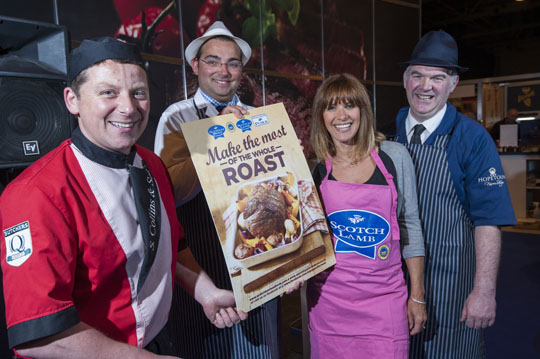 Scotch Butchers Club members Stewart Collins, Nigel Ovens and Derek Mackintosh joined Carol Smillie to launch the Make the Most of Your Whole Roast campaign at the BBC Good Food Show in Glasgow recently.