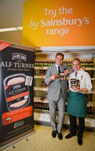 Peter Jones, CBE, with Paul Turner at the launch in store - Alf Turner's official launch into Sainsbury's at Farnham.