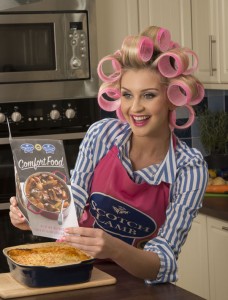 Miss Scotland, Ellie McKeating “chillaxes” to launch Comfort Food campaign.