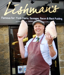 Butcher David Lishman, Captain of Team GB, outside his award-winning butchers in Ilkley.