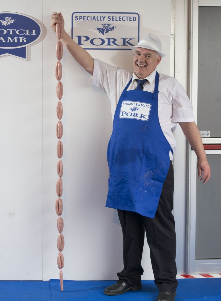 Alistair Paul from A&I Quality Butchers pictured with his record-breaking sausages.