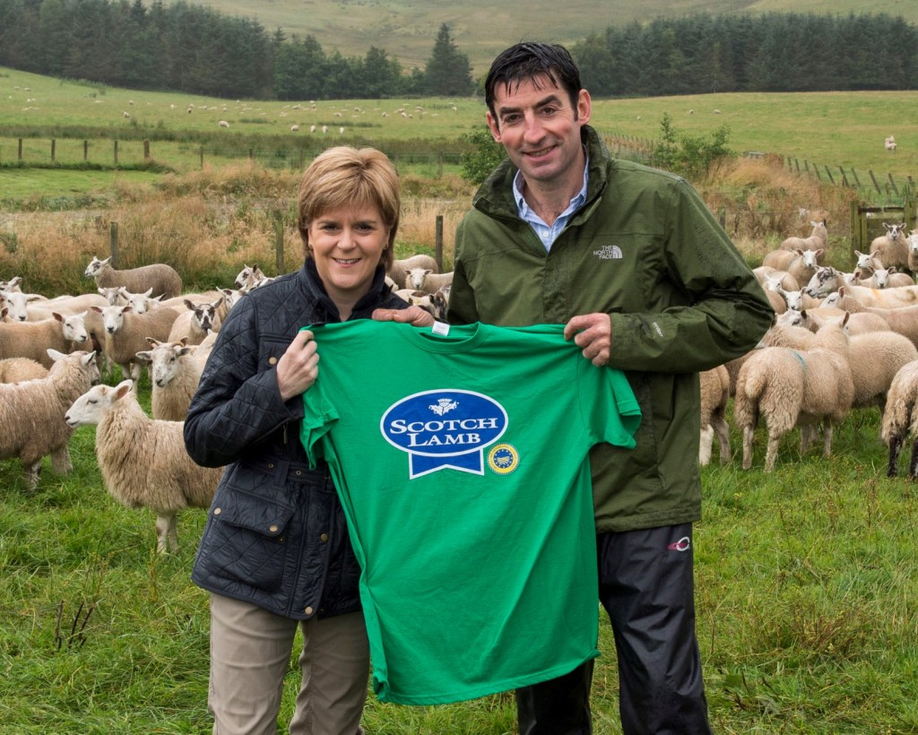 The first minister, Nicola Sturgeon MSP, was at South Slipperfield farm in Peeblesshire this morning to meet members of the farming community. Pic shows: l to r - Nicola Sturgeon MSP. Farmer, Richard Dykes of South Slipperfield farm. Richard Lochhead MSP. Allan Bowie, President of NFUS.